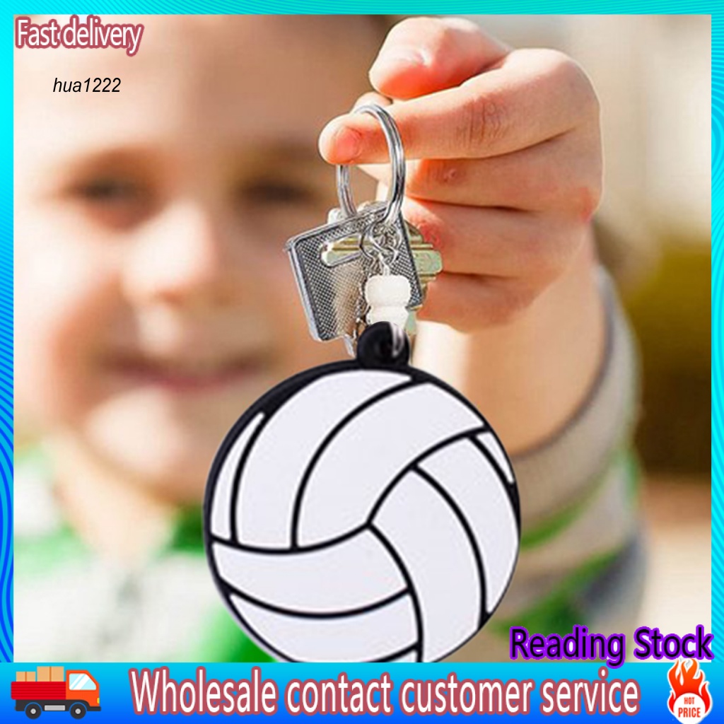 HUA_ Volleyball Collectible Keychain Mini Volleyball Keychain Set Realistic Acrylic Ball Bat