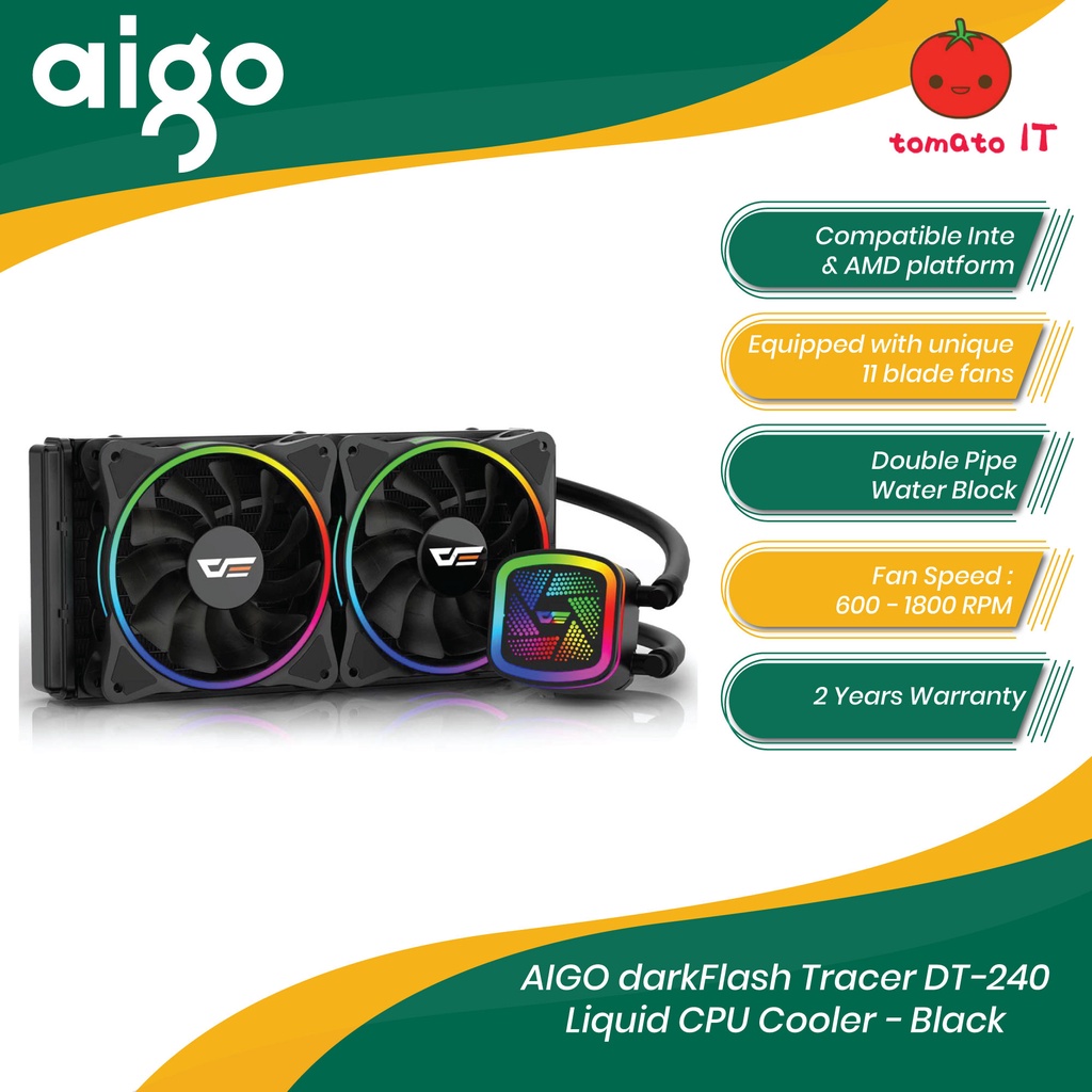 Aigo Darkflash Tracer Dt Mm Aio Rgb Cpu Liquid Cooler Shopee