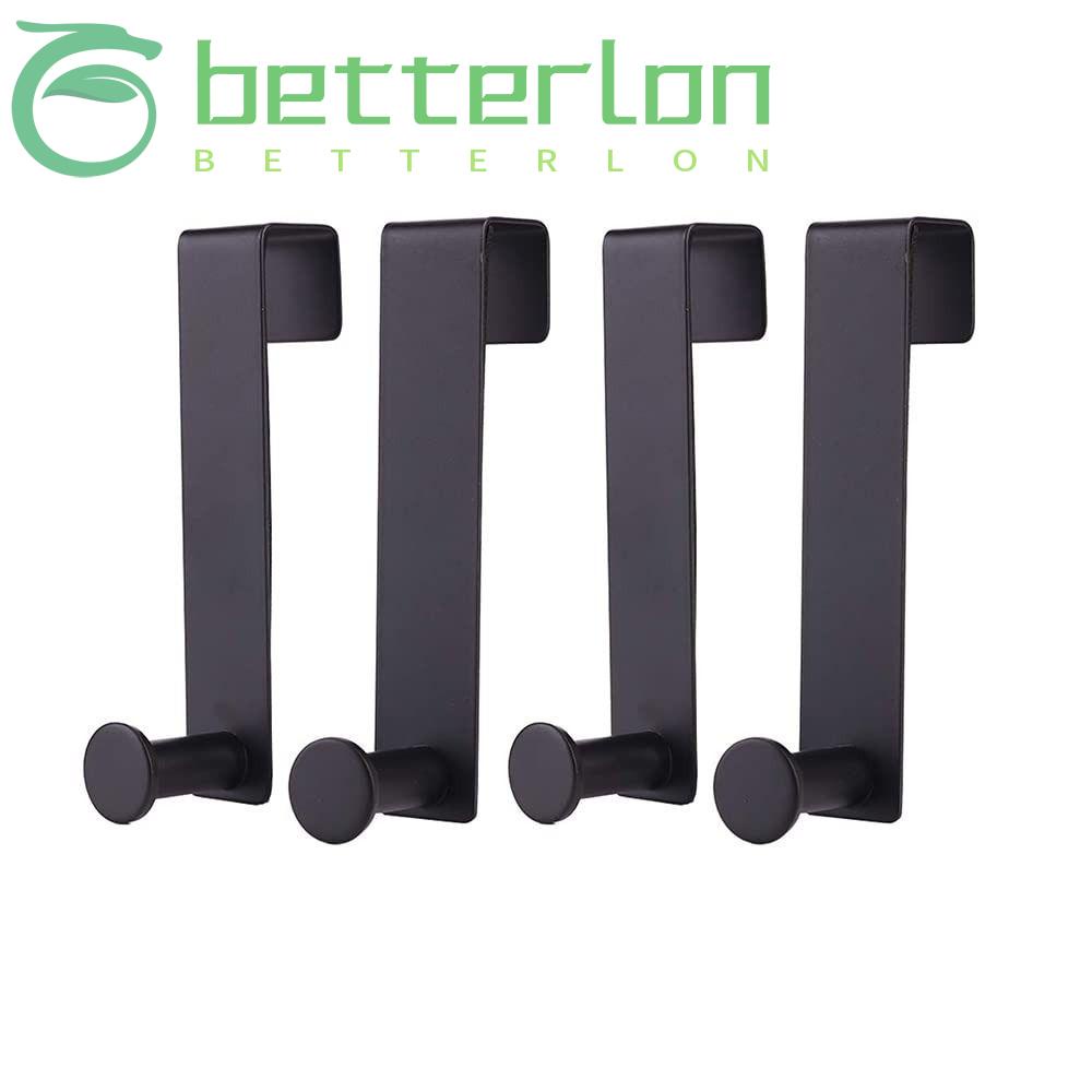 BETTERLONTIME 4 Pcs Over the Door Towel Rack, Black Stainless Steel