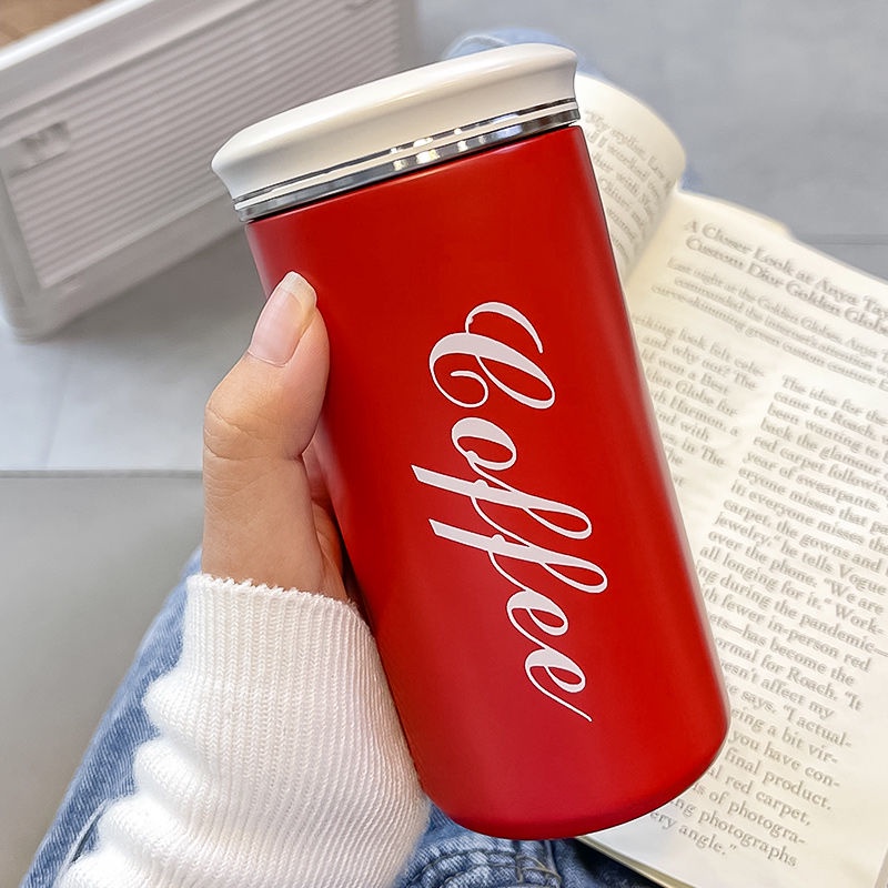 Simple Thermos Coffee Cup 350ml Handy Cup with Strainer 304 Stainless