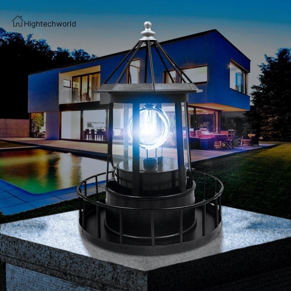 Lighthouse Solar LED Light Yard Fence Decor Sensor Beacon Rotating ...