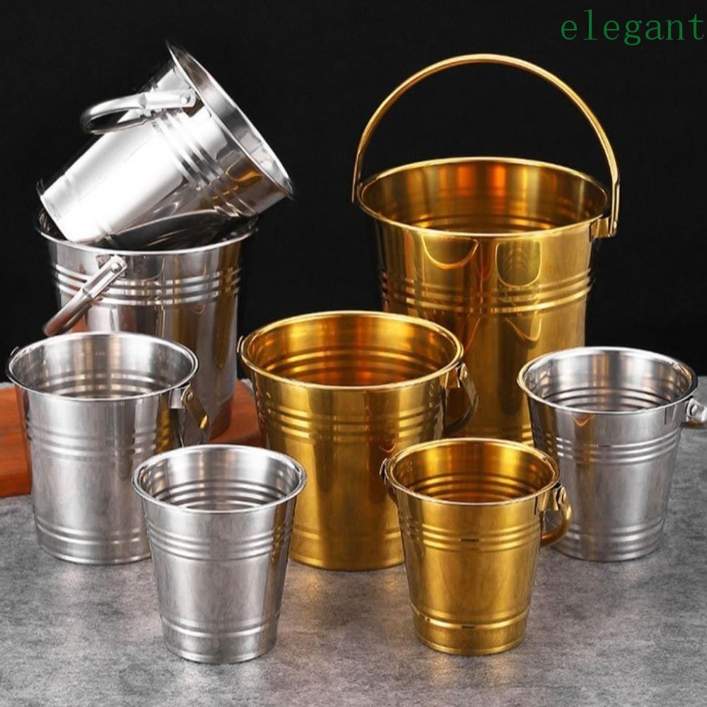 ELEGANT Stainless Steel Ice Bucket, with Handles Multifunctional Mini ...