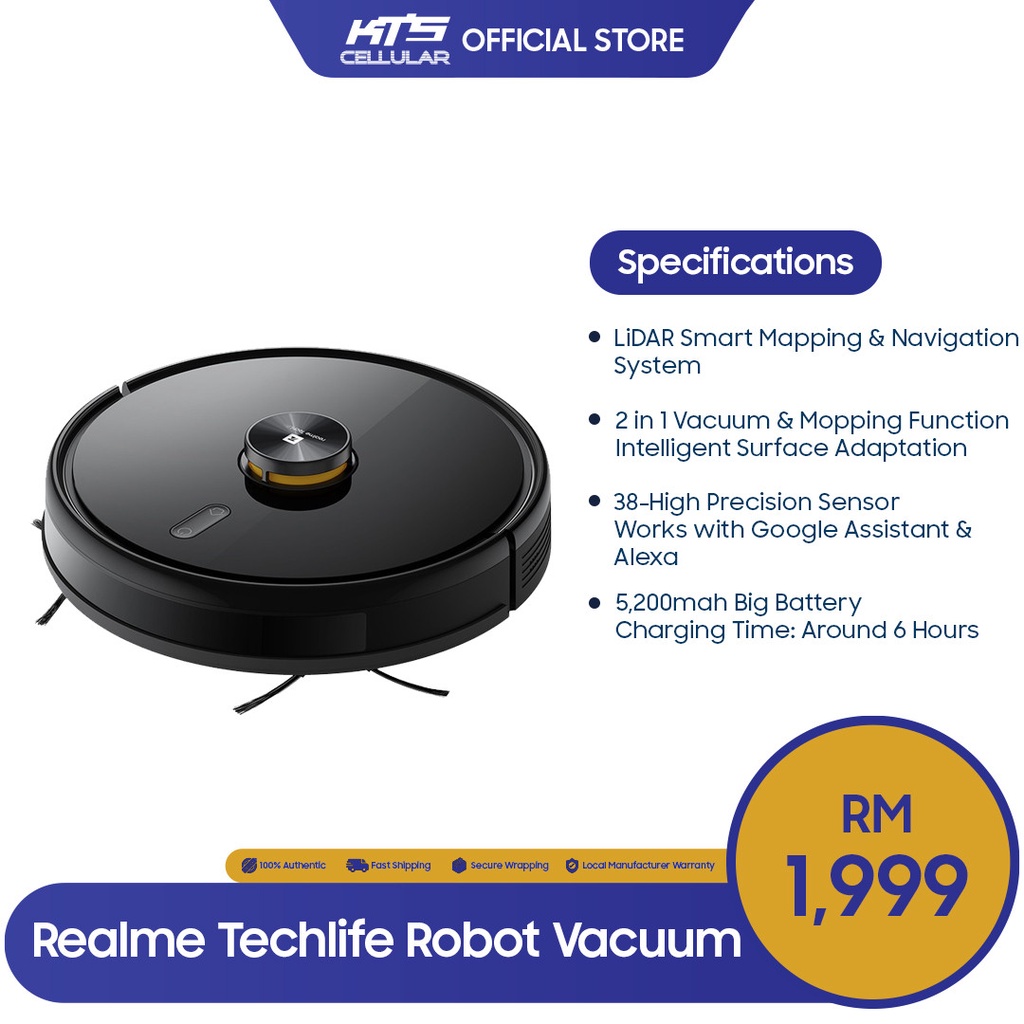 Realme TechLife Robot Vacuum Cleaner Original 1 Year Warranty by