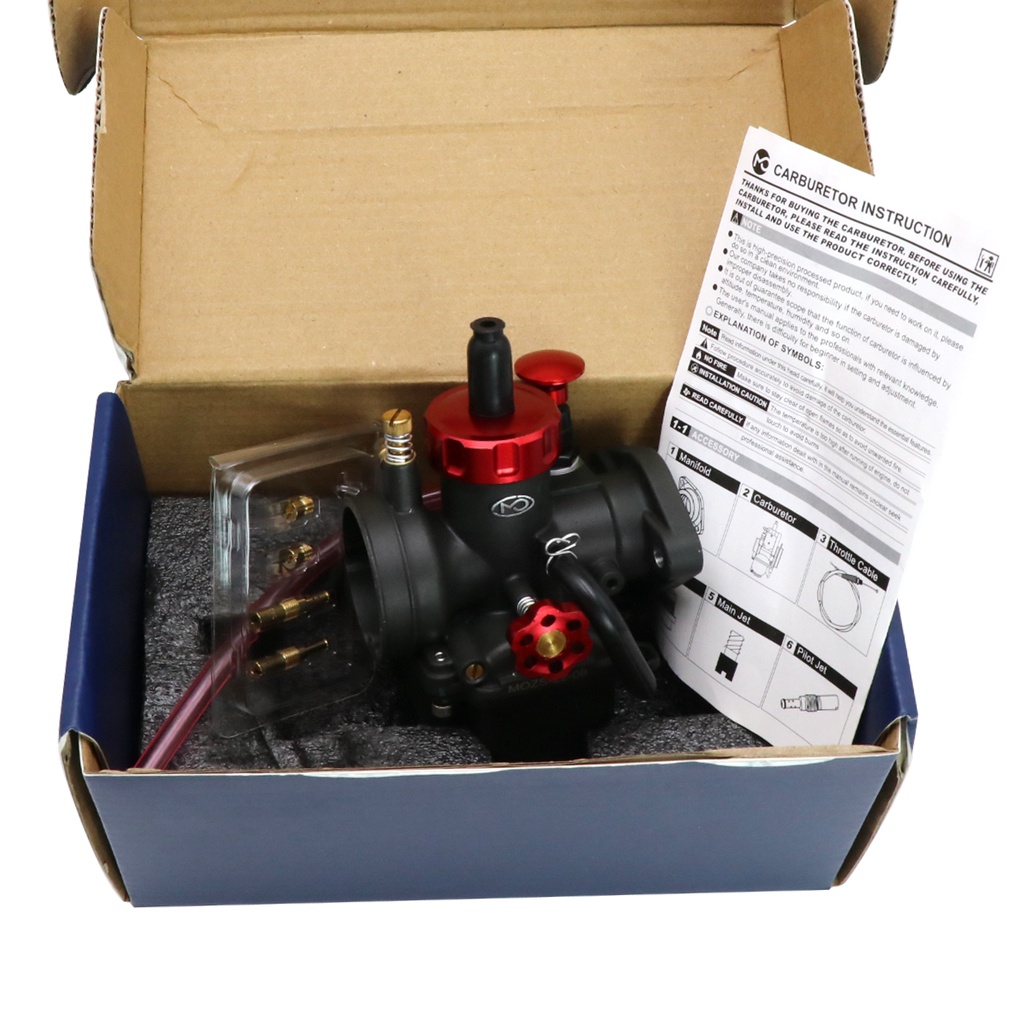 NIBBI PE24mm Carburetor With Jets For 80cc-125cc Motorcycles - Fits Yamaha, Kawasaki, Suzuki