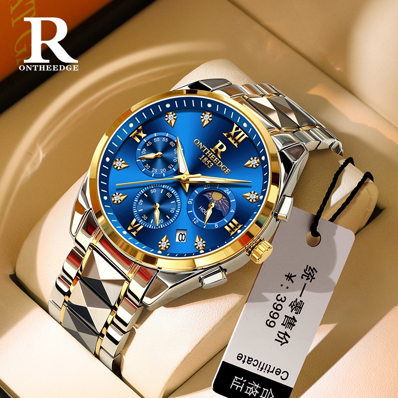 Ruizhiyuan Men s Watch Popular Multifunctional Three Eyes Six Needle Gold Business Quartz Men s Watch RZY081 1 Shopee Malaysia