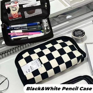 Ins Simplicity Pencil Case Solid Color White Black Canvas Pencil Bag High  Capacity Stationery Storage Bag School Student Supply