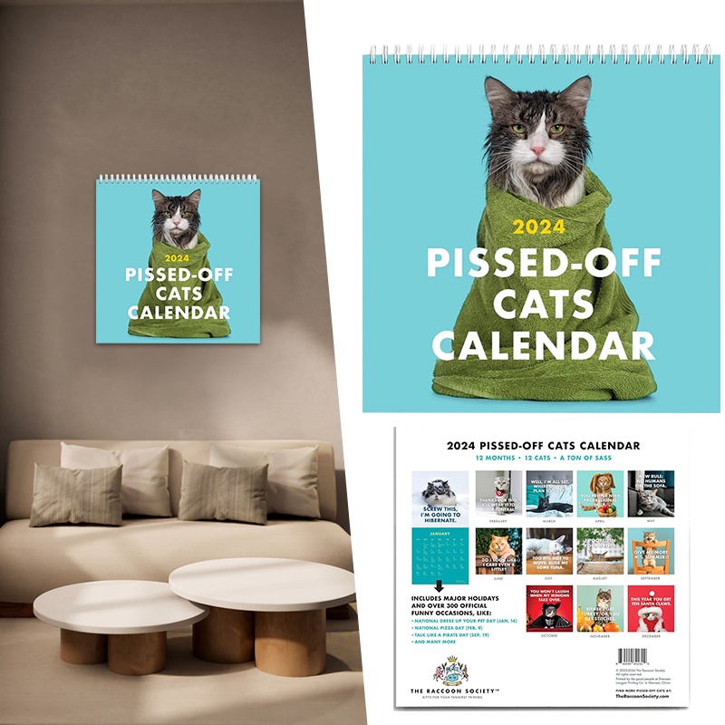 2024 Pissed-Off Cats Calendar / Funny Cat Wall Calendar | Shopee Malaysia