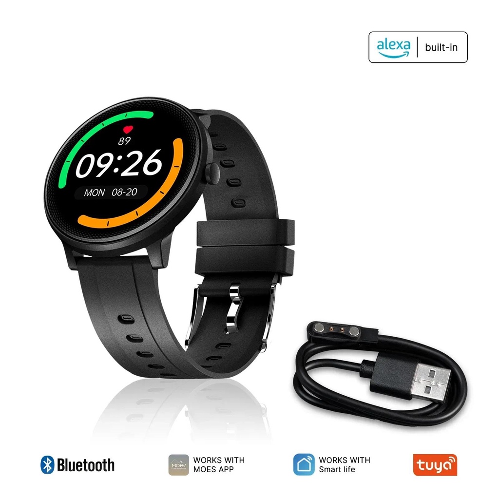 MOES Smart Watch Alexa Built-in Fitness Tracker Heart Rate and Two