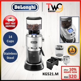 DeLonghi America KG521 Dedica Conical Burr Grinder with Porta Filter Attachment, Silver