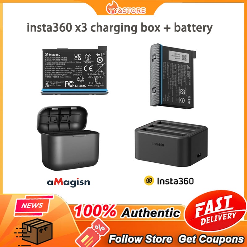 Insta360 X3 Battery & Fast Charging Dock Includes Fast Charger + 2