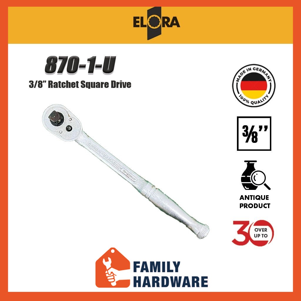 ELORA 8701U 3/8” ratchet square drive Over 30 years MADE IN GERMANY reversible ratchet socket