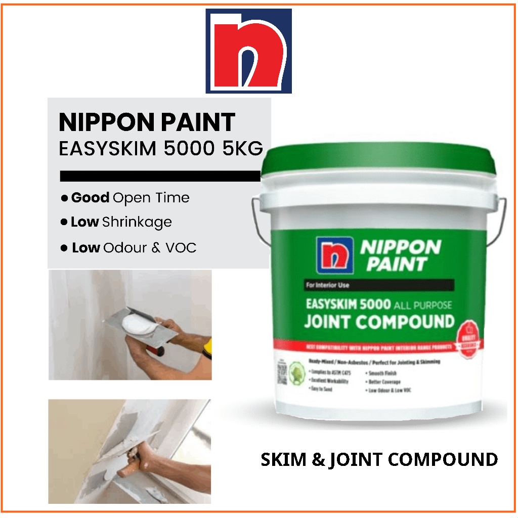 NIPPON PAINT Easyskim 5000 All Purpose Joint Compound 5KG Wall Cement ...