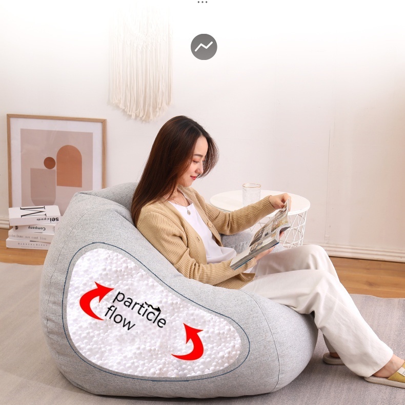 【Ready Stock]】Solid Color Single Bean Bag Lazy Sofa FREE ROUND PEDAL