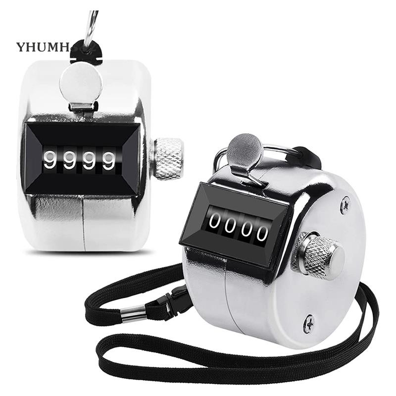 2 Pack Metal Hand Counter Four-Digit Counter with Lanyard Silver ...