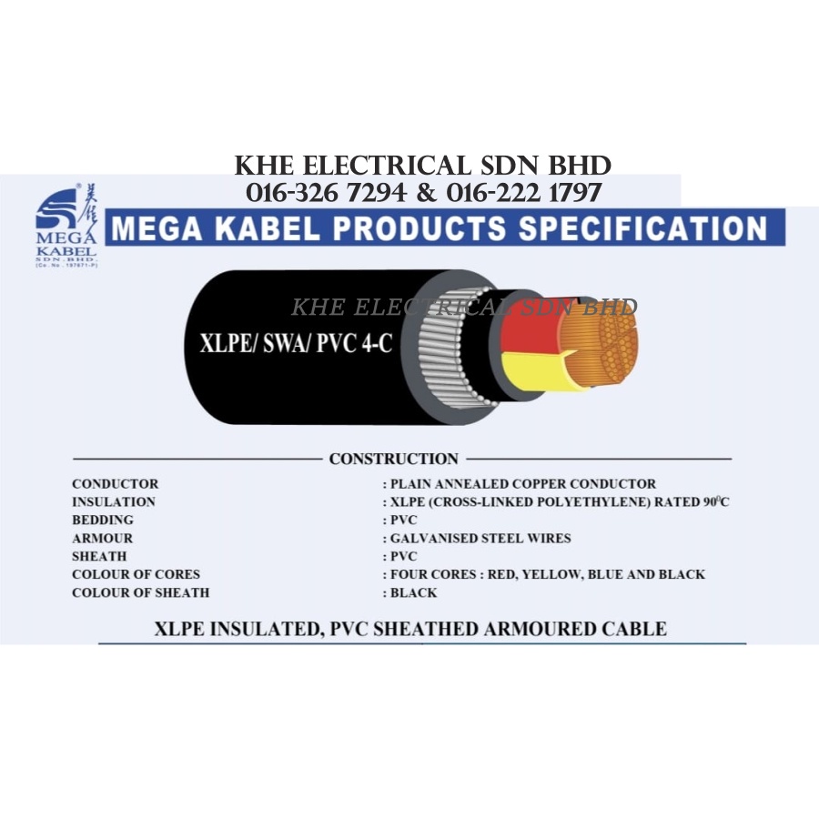 MEGA KABEL 95mm X 4core XLPE/SWA/PVC Armoured Cable Shopee Malaysia