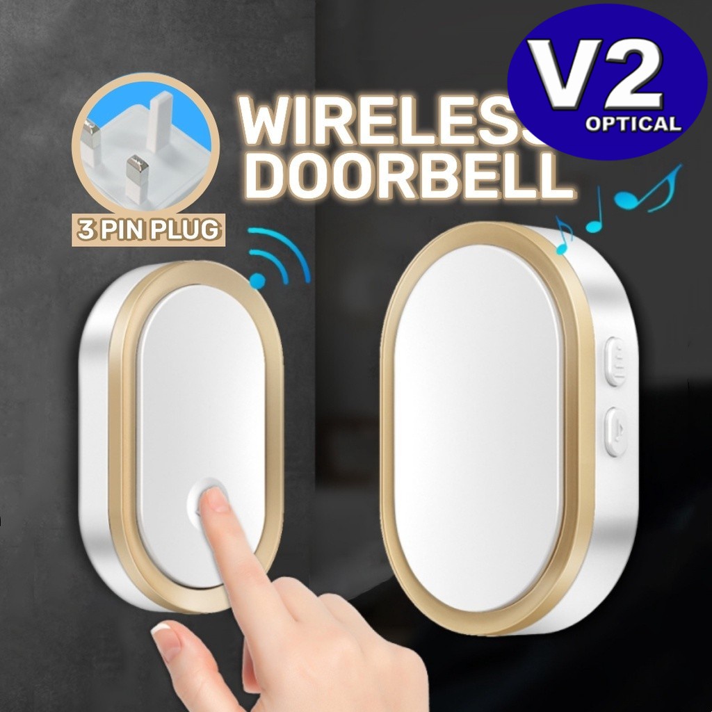 (Malaysia 3 Pin Plug) Wireless LED Light Smart Doorbell Waterproof