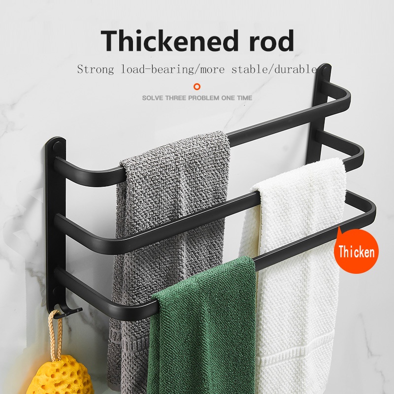 Bathroom Towel Rack Wall Towel Hanger Wall No Drill Towel Bar Towel ...