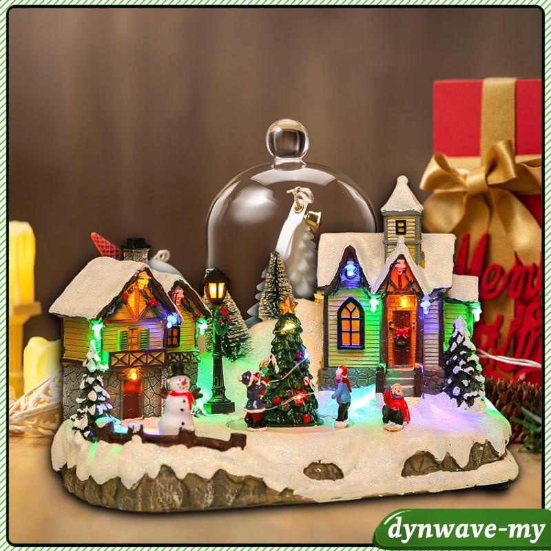 [DynwaveMY] Christmas Houses with Light Christmas Scene Figurine