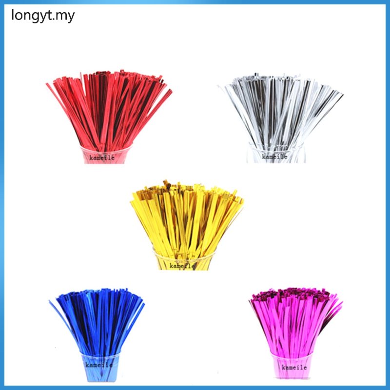 100pcs Metallic Ties Bag Ties Cable Cord Wire Ribbon for DIY Craft ...