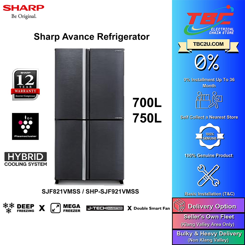 Sharp J-Tech Inverter Technology Advance Refrigerator (700L) SJF821VMSS ...