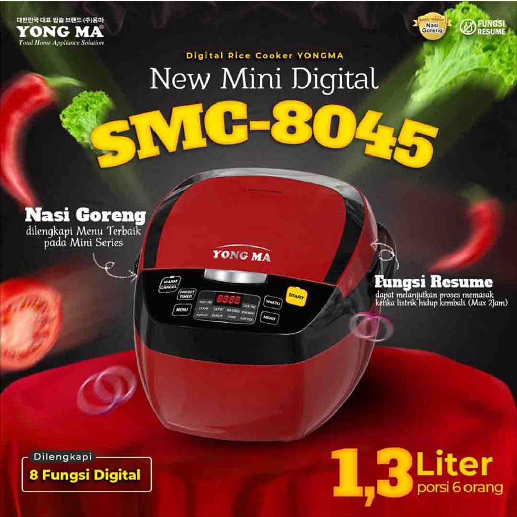 Yong MA Rice Cooker Magic Com Mini Digital 1.3 Liter SMC8045/SMC8045