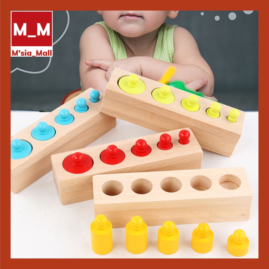 Set of 4pcs Knobbed Cylinder Blocks Kids Montessori Educational Toys ...