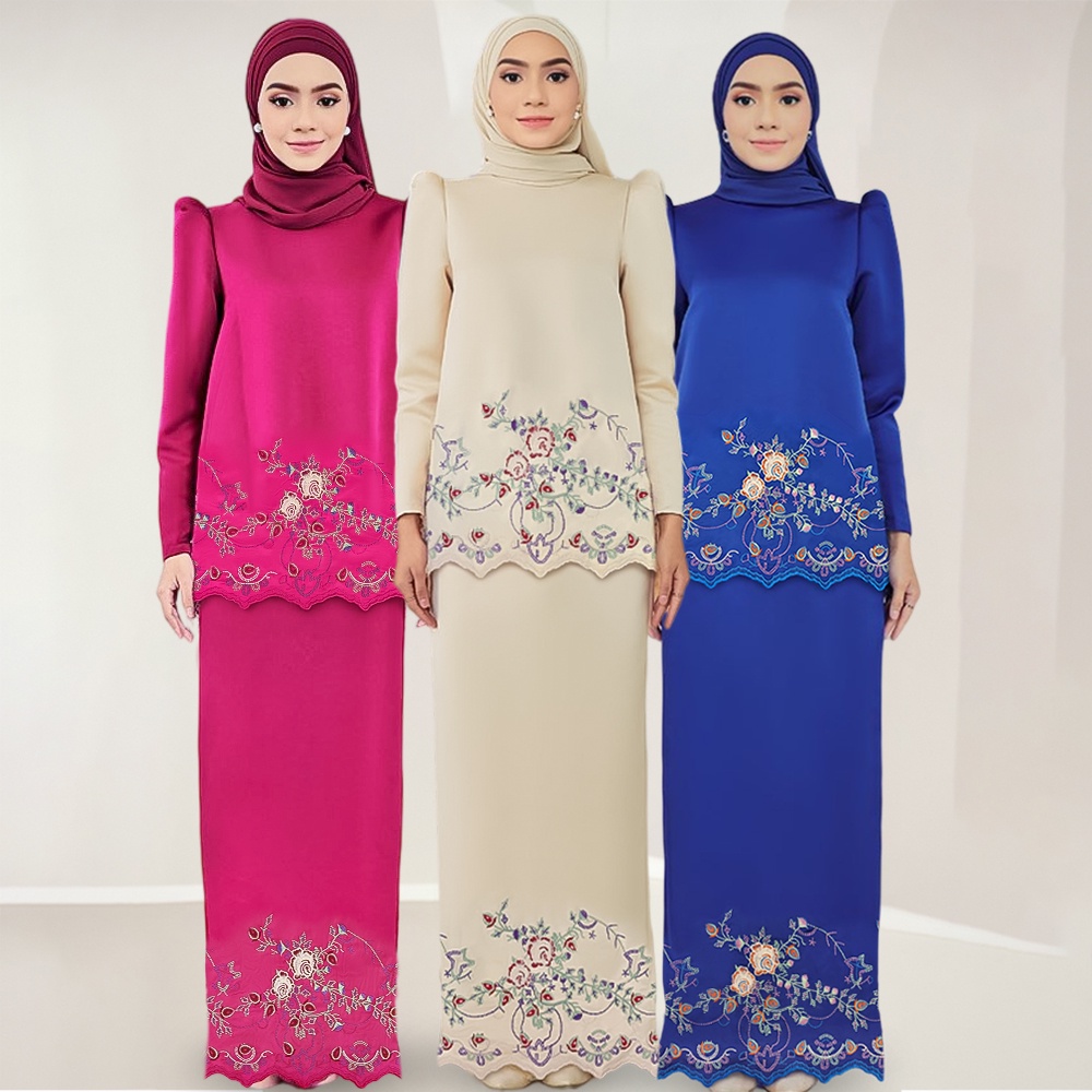 Yeleedon Sulam Baju Kurung Moden Baju Raya 2024 Pleated Kurung