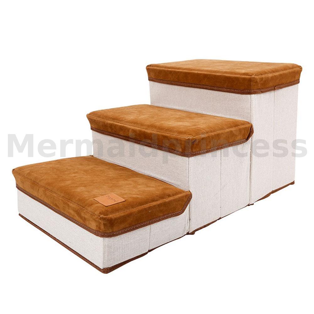 DogLemi Pet Stairs Foldable 3Step Storage Style Pet Stair Indoor Pet