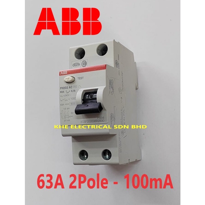 ABB Single Phase Residual Current Circuit Breaker RCCB/ELCB FH202-AC ...