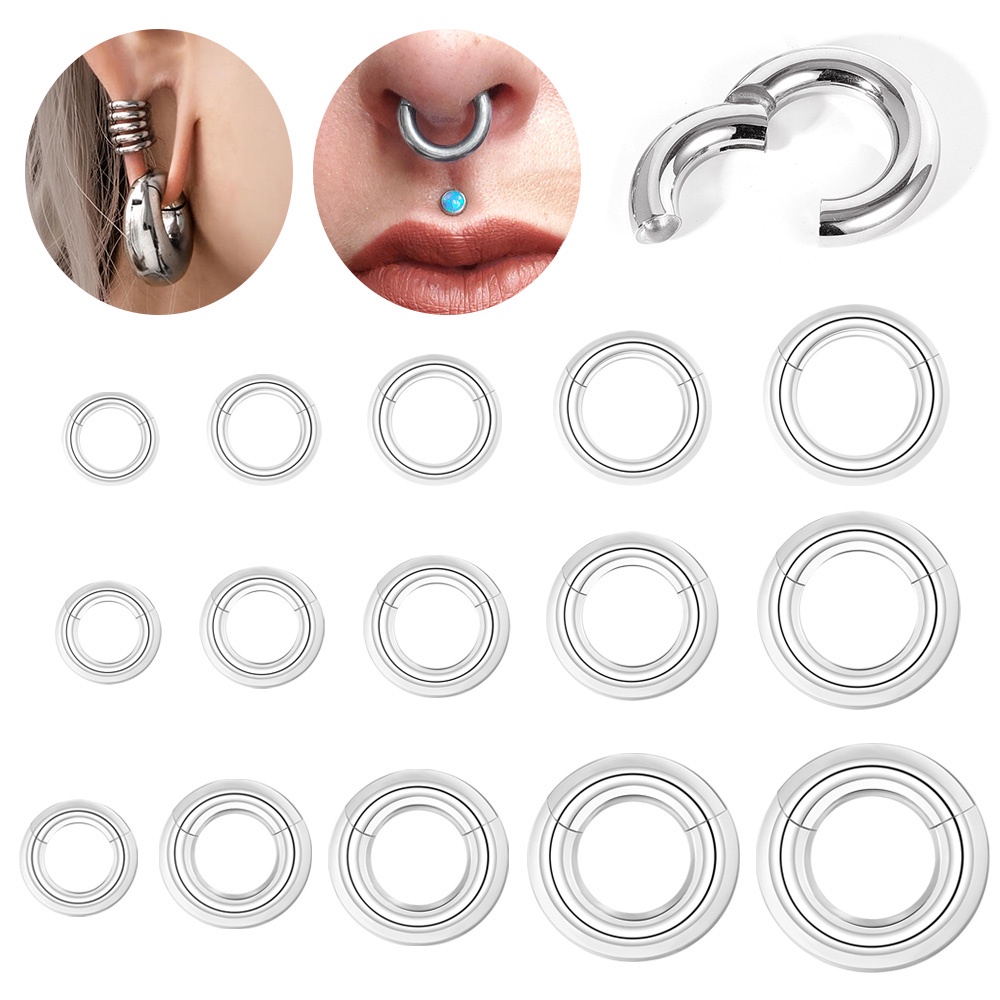 1 PC 2G-12G Large Gauge Hoop Earrings Stainless Steel Septum Nose ...