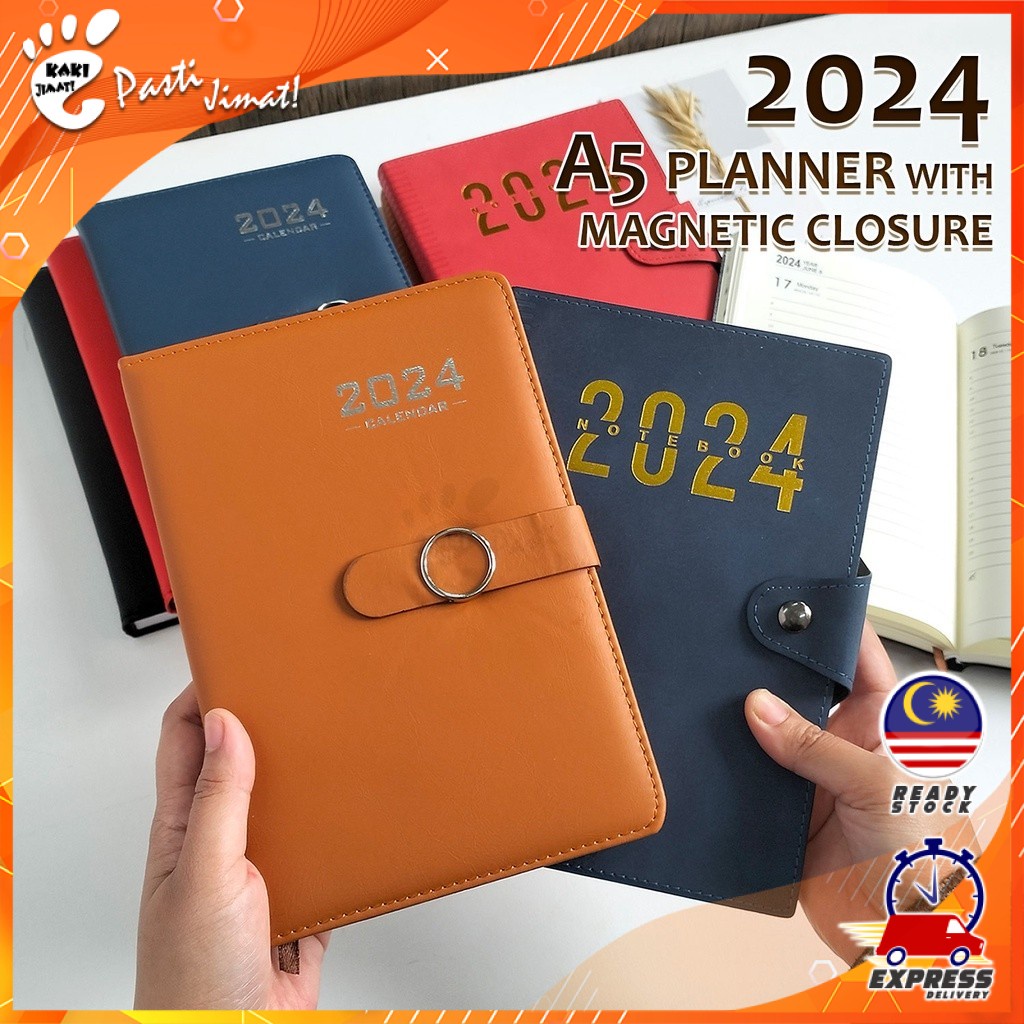 Kaki Jimat 2024 Classic Lock Daily Diary Planner A5 Size School Office Organizer