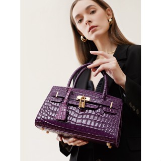 New European and American Fashion Crocodile Pattern Birkin Bag Shoulder  Crossbody Genuine Leather Large Capacity Women's Bag