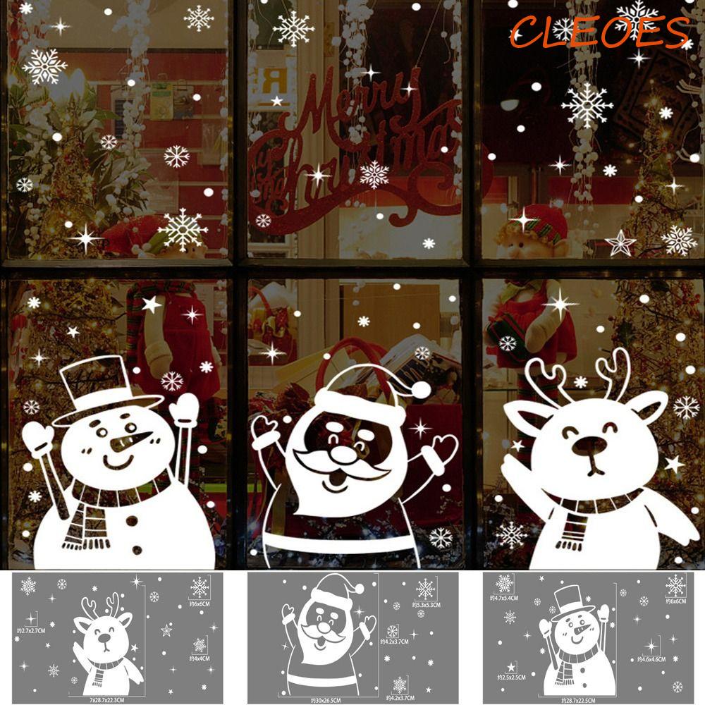 CLEOES Christmas Window Stickers, Santa Claus Snowman Christmas Wall