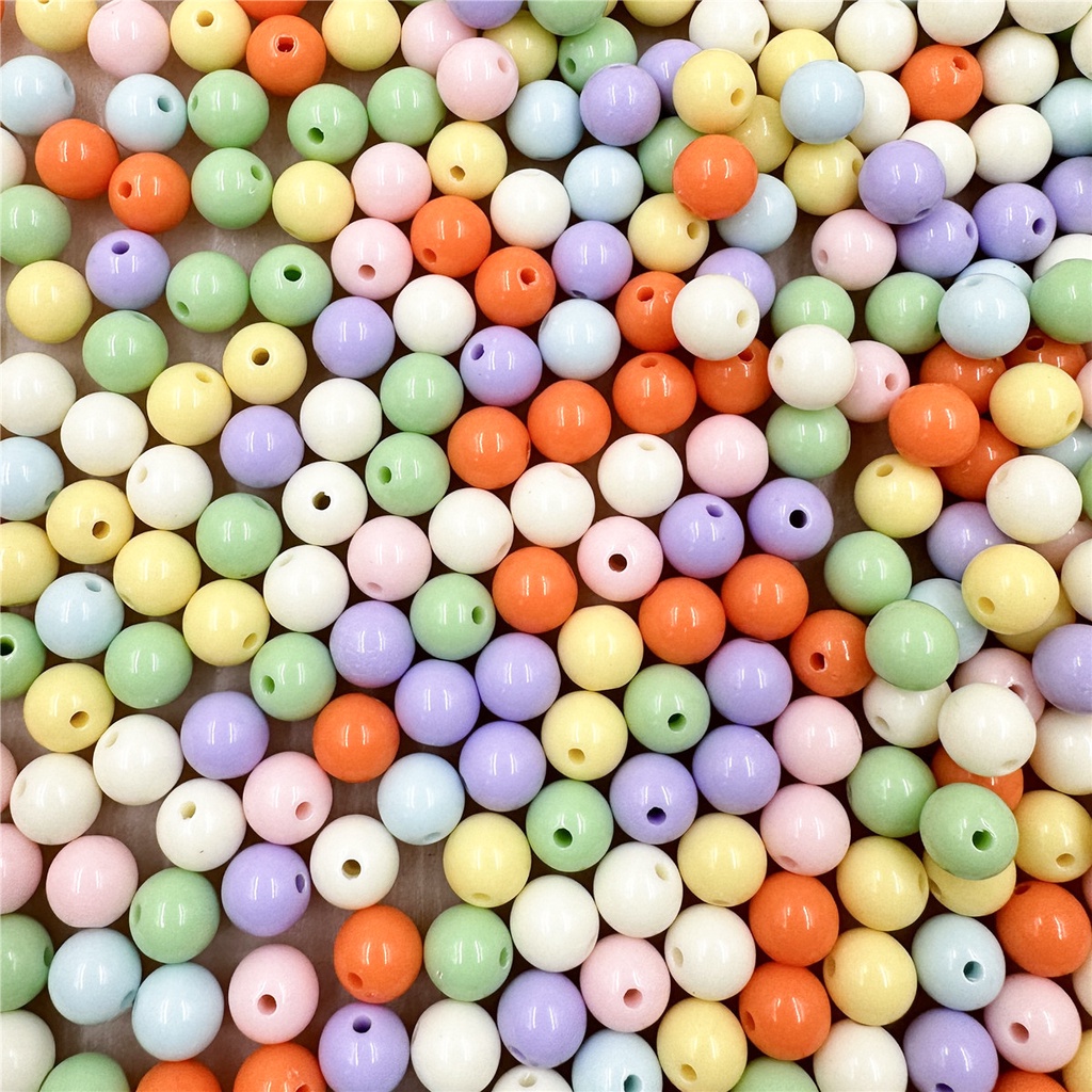 100-10Pcs Fashion Solid Color Round Beads 6mm-16mm Acrylic DIY Jewelry ...