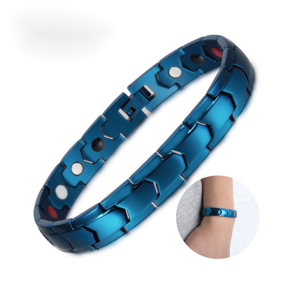 Vinterly Blue Bracelet Male Hand Chain Energy Germanium Steel