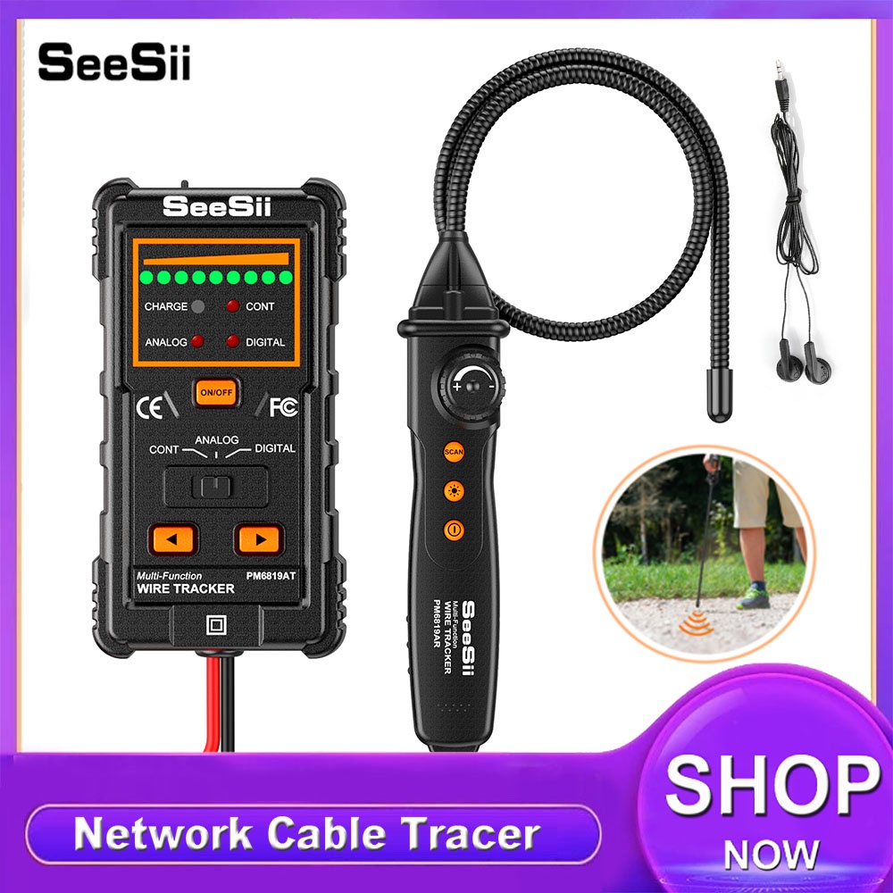 SeeSii Wire Tracker Underground Cable Locator, Network Cable Wire Tracer Detector with Earphone