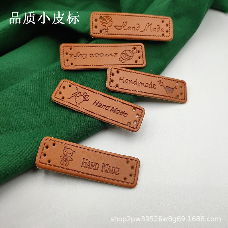 10pcs Small Leather Label PU Embossed Logo Cartoon Trademark PVC Soft ...