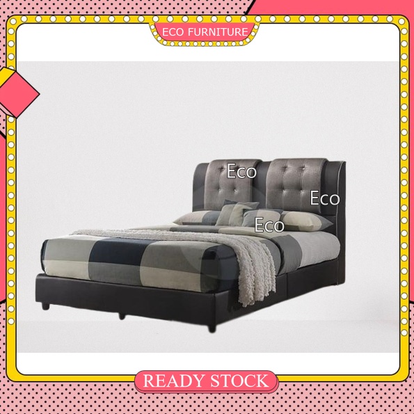 Katil Kulit PVC Divan Katil Single Super Single Queen King Tambah Foam ...