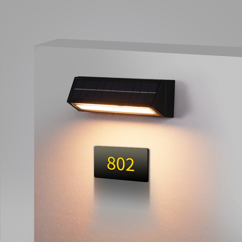 Stainless Steel + Solar Energy LED House Number Plate Business Signage ...