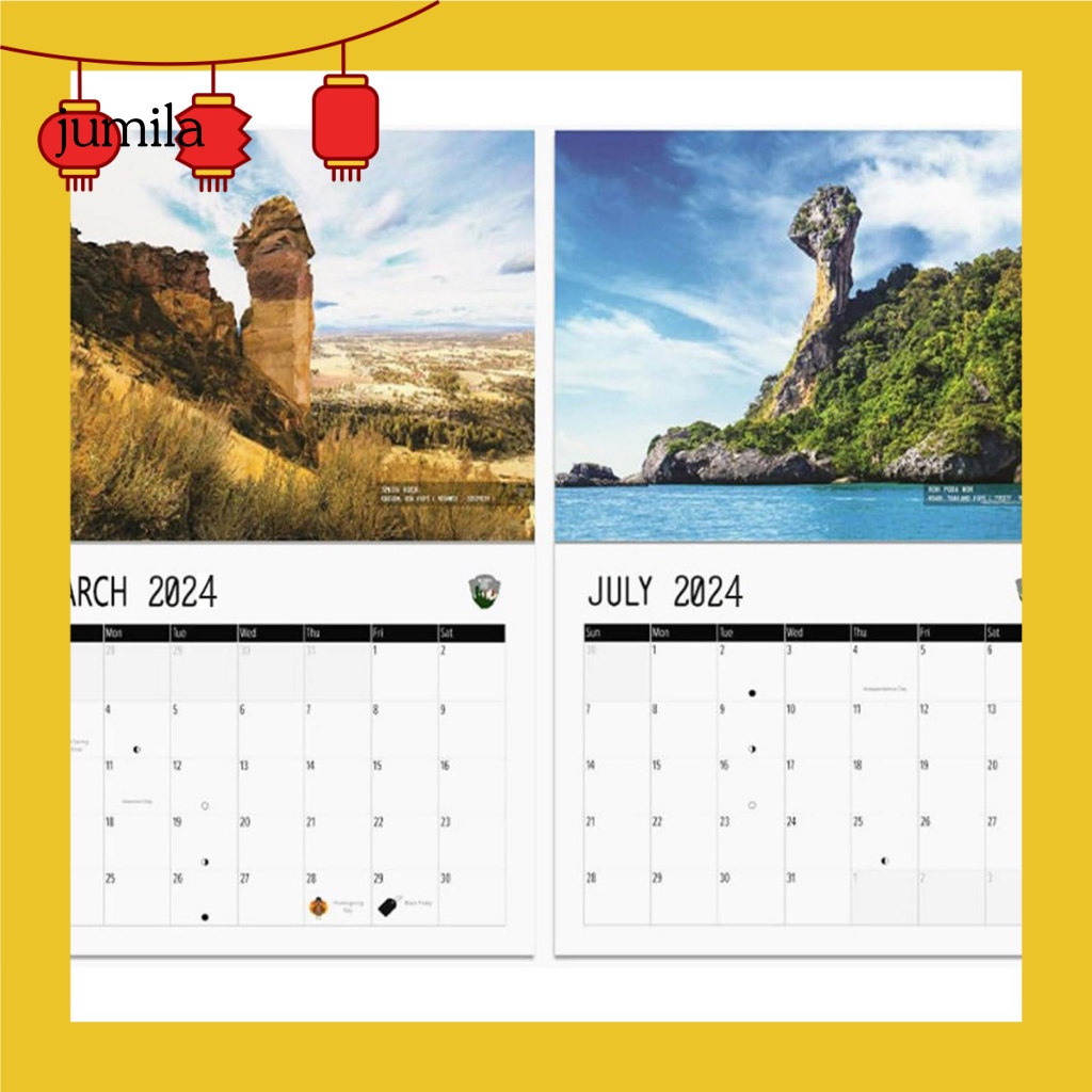 [JU] 2024 Wall Calendar Large Daily Block Calendar 2024 Nature's Cock