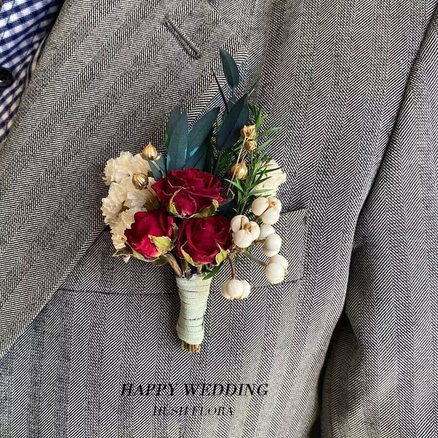 Boutonniere Flowers Wedding Corsage Pins Buttonhole Men Marriage