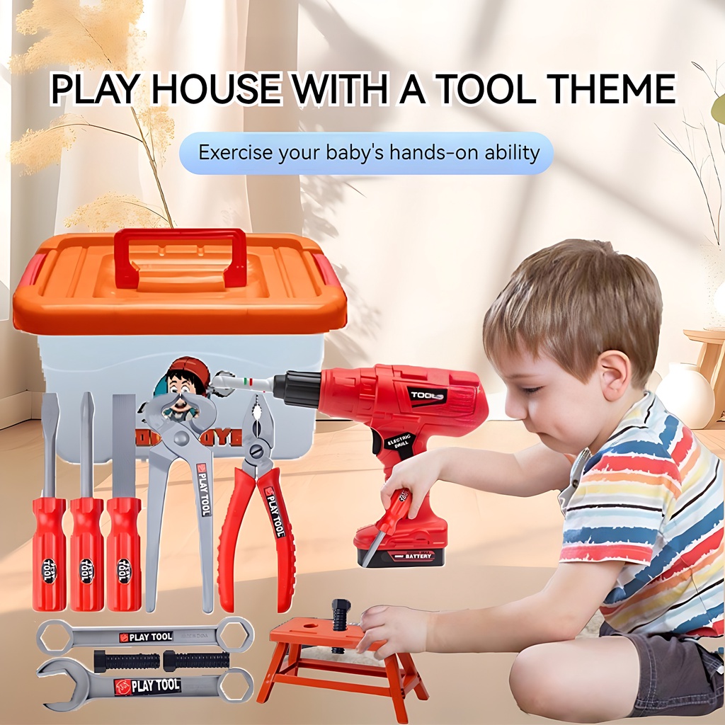 42PCS Toolbox Set Pretend Toy Kids Simulation Engineers Tools Electric ...