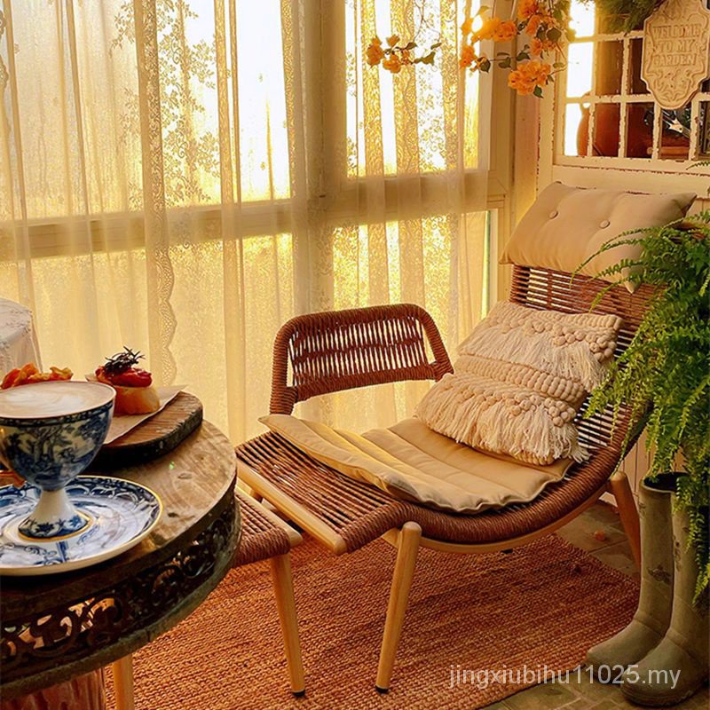 Purple Leaf Balcony Recliner Single Sofa Influencer Creative Lazy