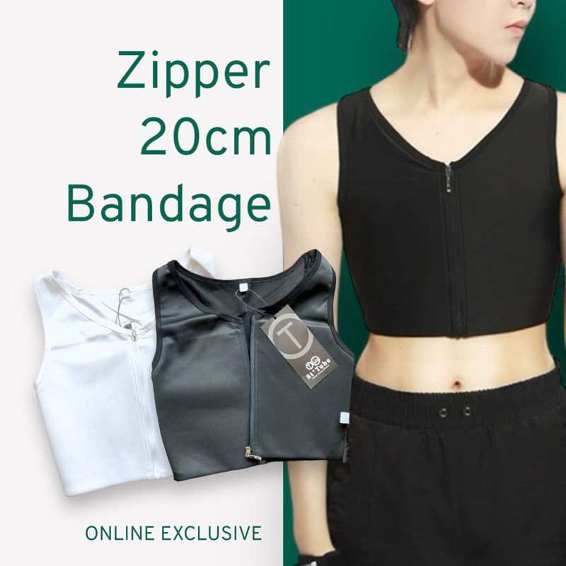 2 for RM129! EXTRA FLAT Zipper bandage 20cm Easy wear chest binder