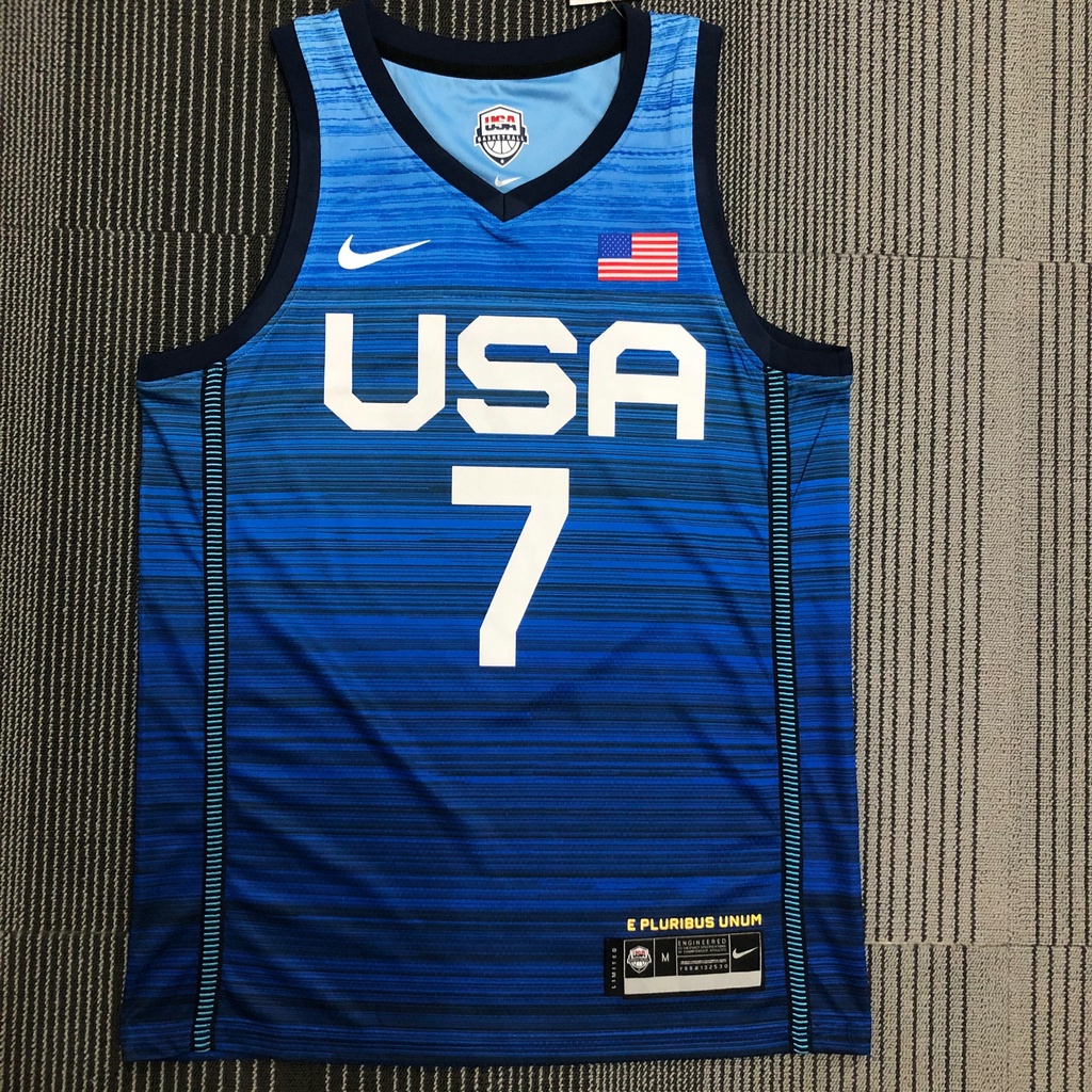 2021 Men's New Original USA Dream Team #7 Kevin Durant Jersey Blue Heat ...