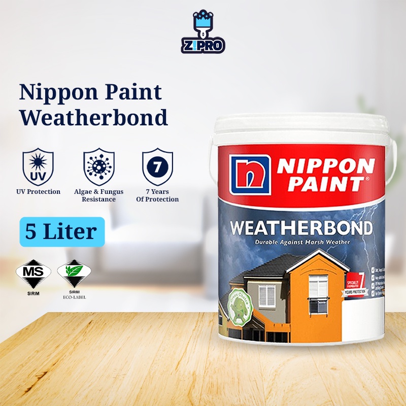 Nippon Paint Weatherbond 5L Exterior Wall Paint Cat Luar Rumah (Part 1 ...