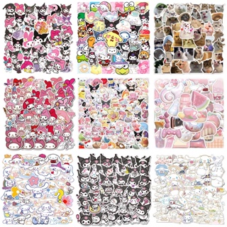 10/30/50/100pcs Black and White Sanrio Cartoon Stickers Aesthetic Cute  Hello Kitty Kuromi Decals Kawaii Decoration Kids Sticker - AliExpress