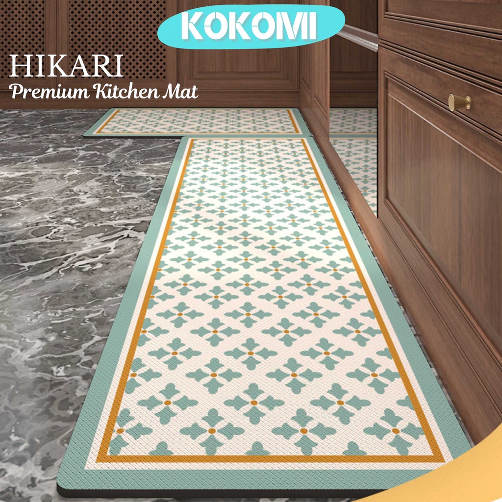Kokomi Premium Kitchen Mat Hikaru Long PVC Kitchen Rug Modern Geometric