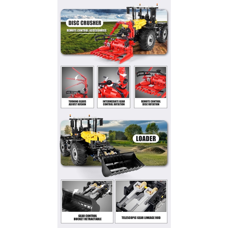 Mould King 17019 Technic 4 in 1 Tractors (Loaders, Flip Plows, Heavy ...