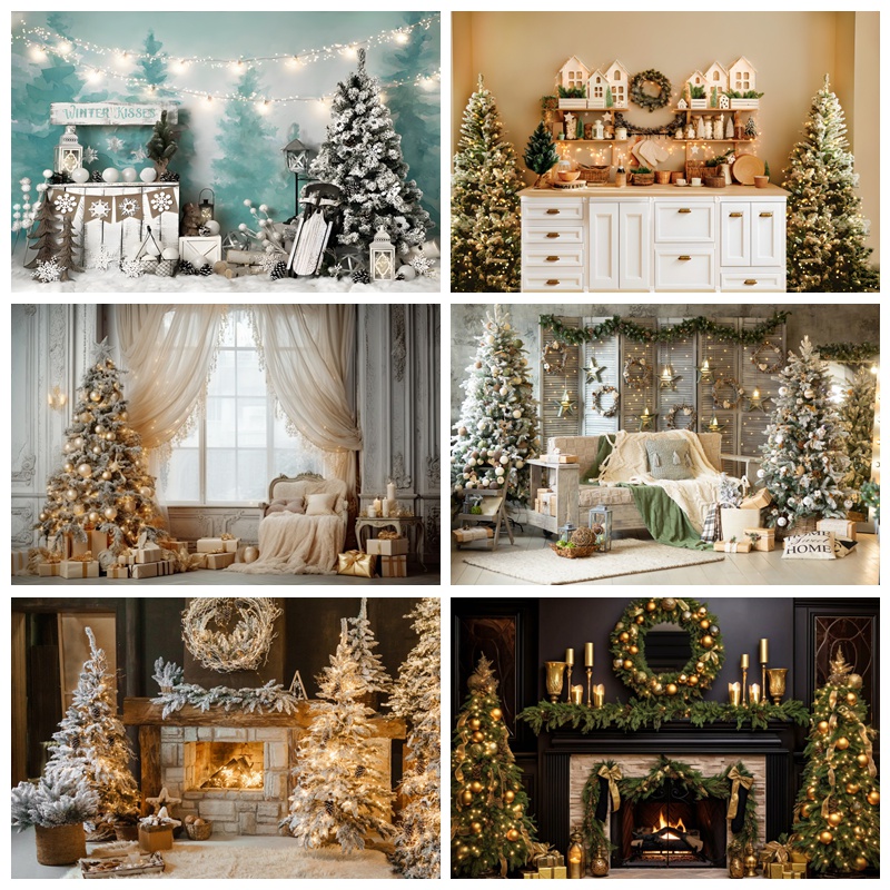 Backdrops for Photography Christmas Tree Interior Decor Baby Portrait ...